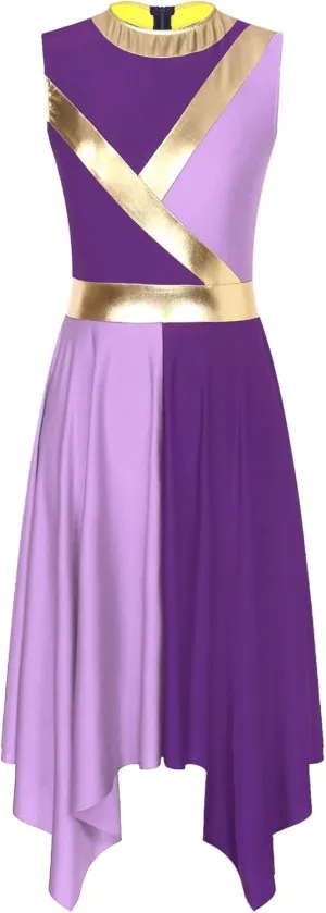 Liturgical Sleeveless Praise Dance Tunic for Women Cut Out Lyrical Worship Overlay Dance Costume