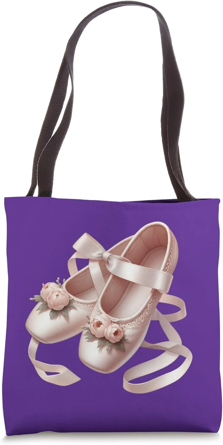 Lovely Ballet Slippers with Ribbon and Peony Embellishments Tote Bag
