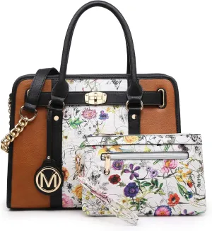Marco M Kelly Women's Satchel Handbags Top Handle Stylish Purse Vegan Leather Shoulder Bags for Women Wallet Set