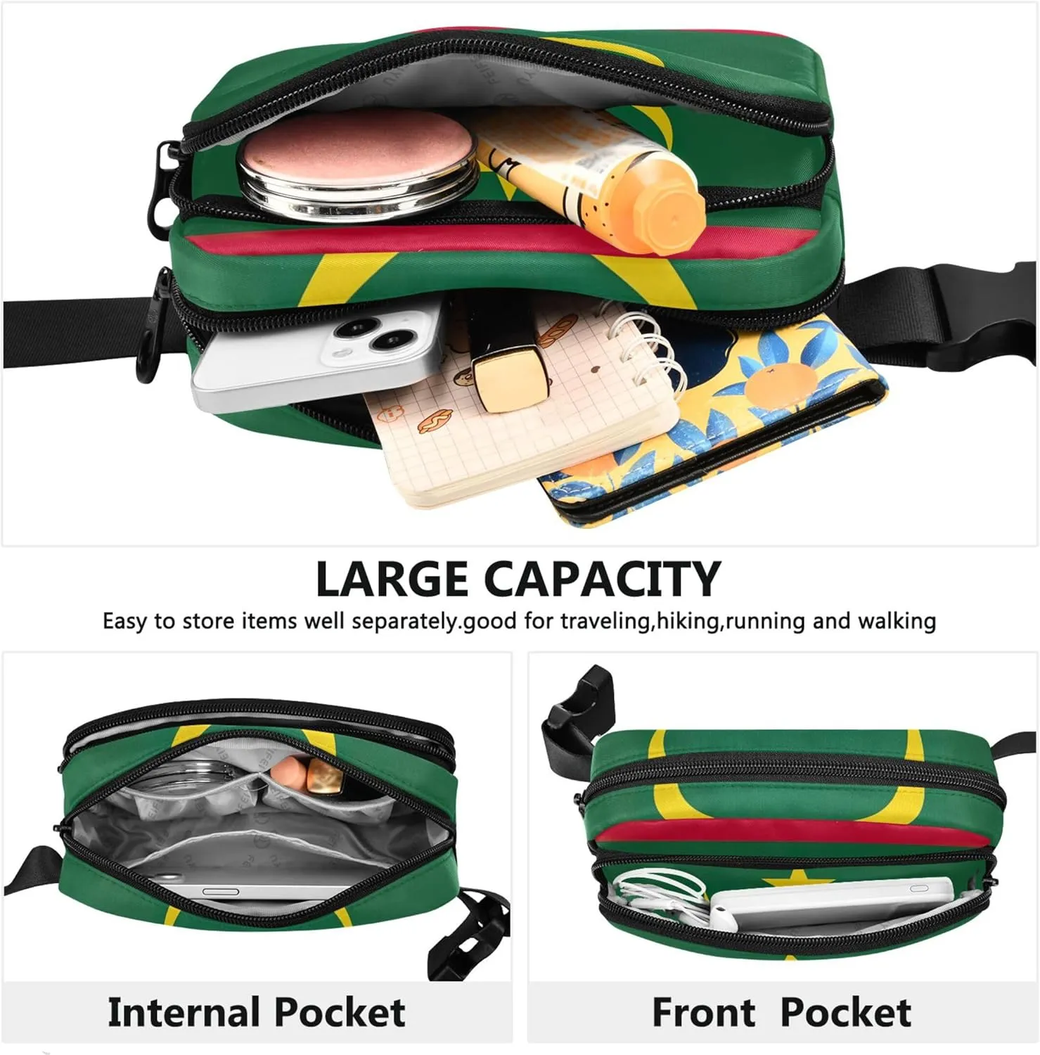 Mauritania National Flag Women Fanny Packs Bright Color Large Hip Belt Bag Waterproof Travel Waist Pouch