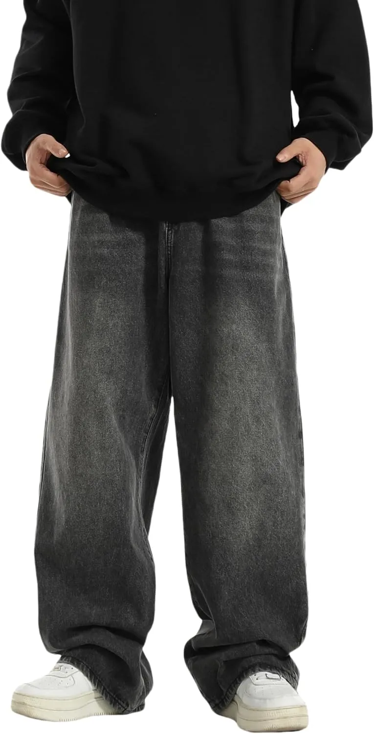 Men Baggy Jeans 90s Vintage Y2k Straight Leg Pants Hip Hop Skateboard Streetwear Trousers