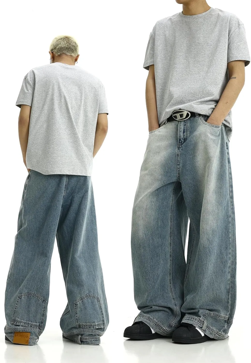 Men Baggy Jeans 90s Vintage Y2k Straight Leg Pants Hip Hop Skateboard Streetwear Trousers