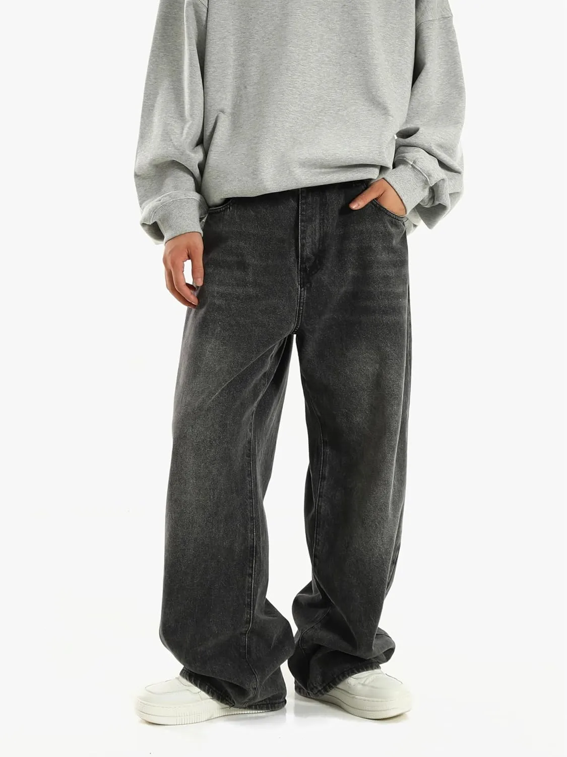 Men Baggy Jeans 90s Vintage Y2k Straight Leg Pants Hip Hop Skateboard Streetwear Trousers