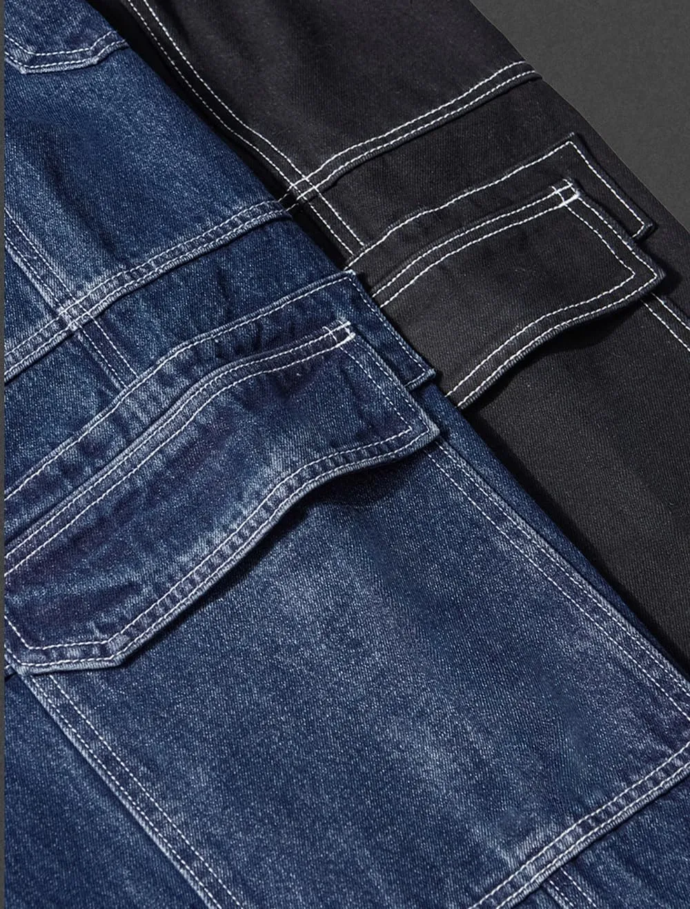 Mens Baggy Cargo Jeans Straight Leg Pants Hip Hop Dance Skateboard Pants Trousers with Pockets