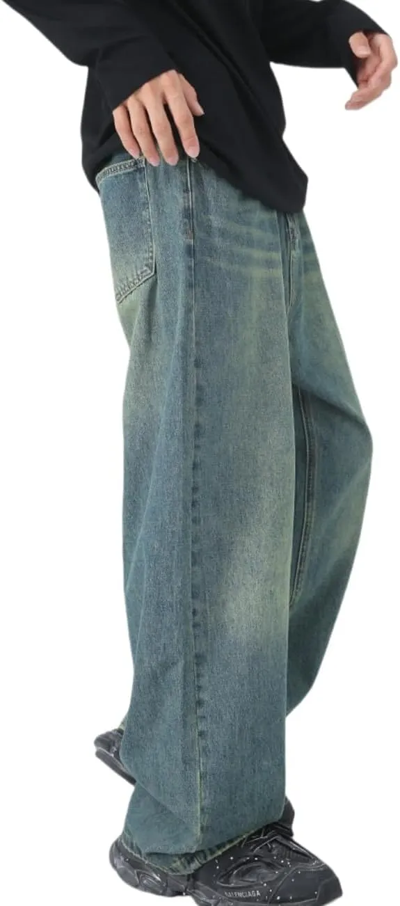 Men's Baggy Jean Vintage Hip Hop Jeans Causal Dance Skateboard Denim Pants
