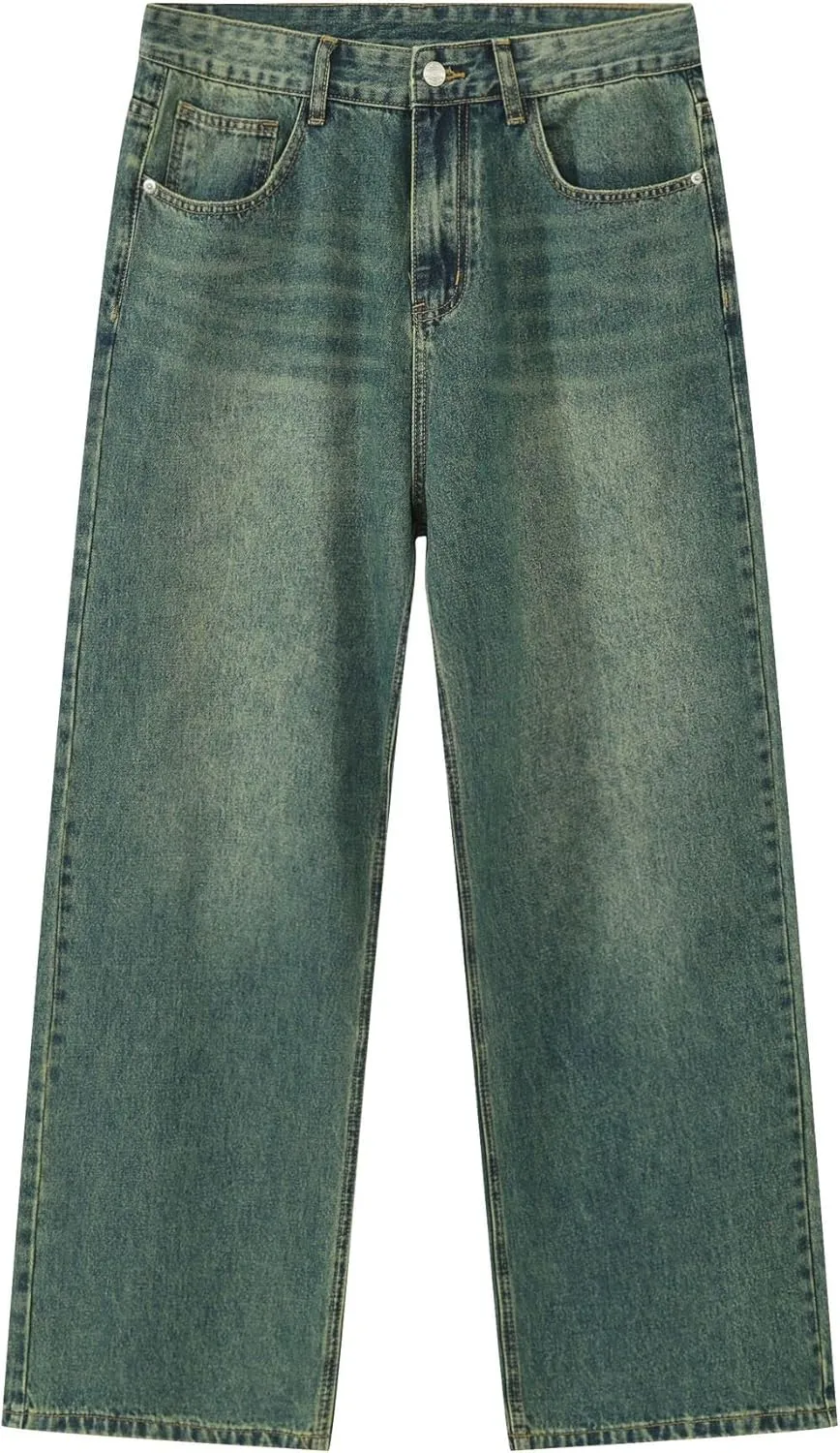 Men's Baggy Jean Vintage Hip Hop Jeans Causal Dance Skateboard Denim Pants