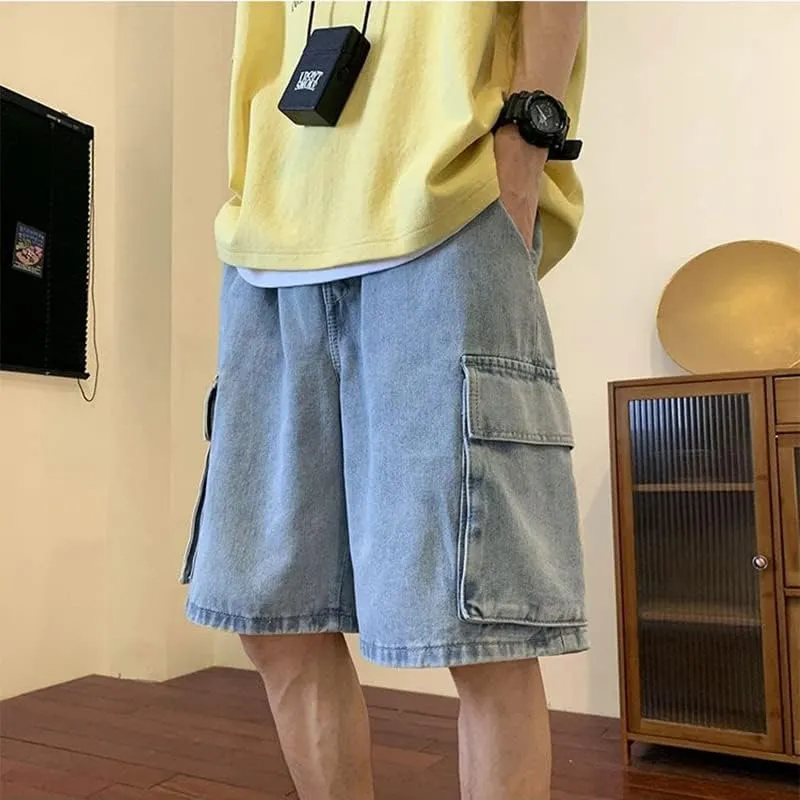 Men's Baggy Jeans Shorts Regular Fit Summer Denim Short Casual Hip Hop Skateboard Keen Length Y2K Cargo Jeans