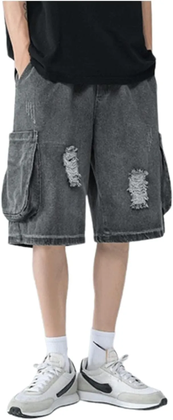 Men's Baggy Jeans Shorts Regular Fit Summer Denim Short Casual Hip Hop Skateboard Keen Length Y2K Cargo Jeans