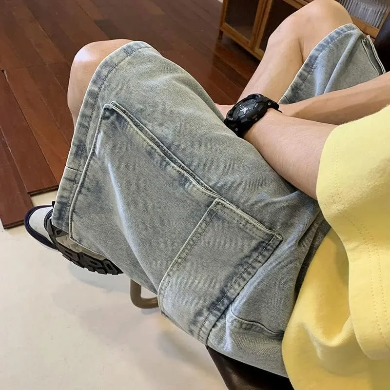 Men's Baggy Jeans Shorts Regular Fit Summer Denim Short Casual Hip Hop Skateboard Keen Length Y2K Cargo Jeans