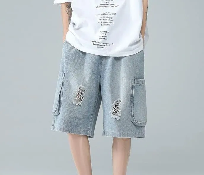 Men's Baggy Jeans Shorts Regular Fit Summer Denim Short Casual Hip Hop Skateboard Keen Length Y2K Cargo Jeans