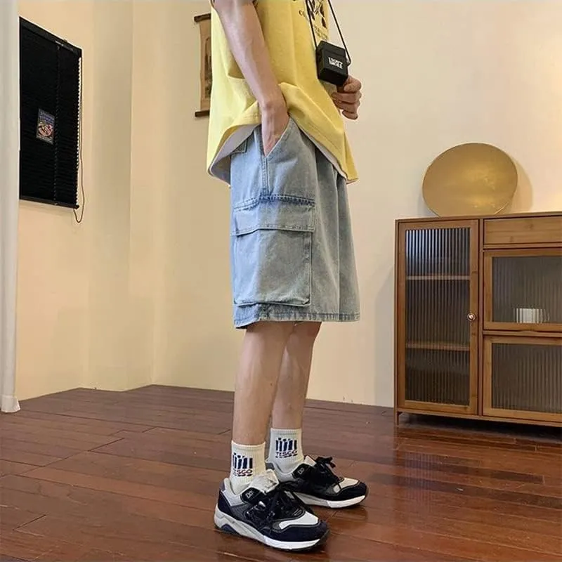 Men's Baggy Jeans Shorts Regular Fit Summer Denim Short Casual Hip Hop Skateboard Keen Length Y2K Cargo Jeans