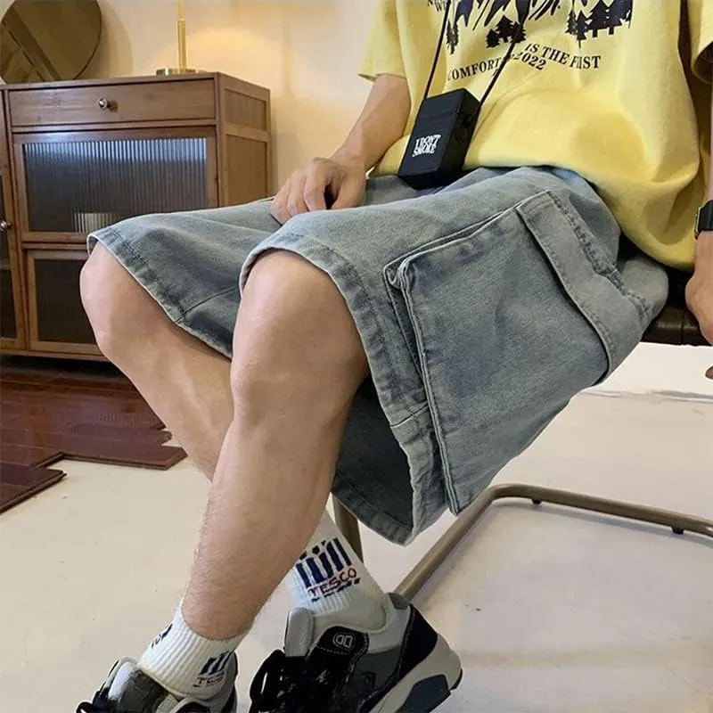Men's Baggy Jeans Shorts Regular Fit Summer Denim Short Casual Hip Hop Skateboard Keen Length Y2K Cargo Jeans