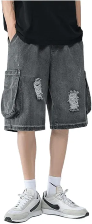 Men's Baggy Jeans Shorts Regular Fit Summer Denim Short Casual Hip Hop Skateboard Keen Length Y2K Cargo Jeans
