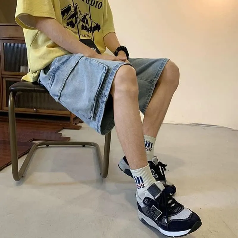 Men's Baggy Jeans Shorts Regular Fit Summer Denim Short Casual Hip Hop Skateboard Keen Length Y2K Cargo Jeans