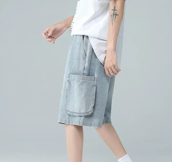 Men's Baggy Jeans Shorts Regular Fit Summer Denim Short Casual Hip Hop Skateboard Keen Length Y2K Cargo Jeans