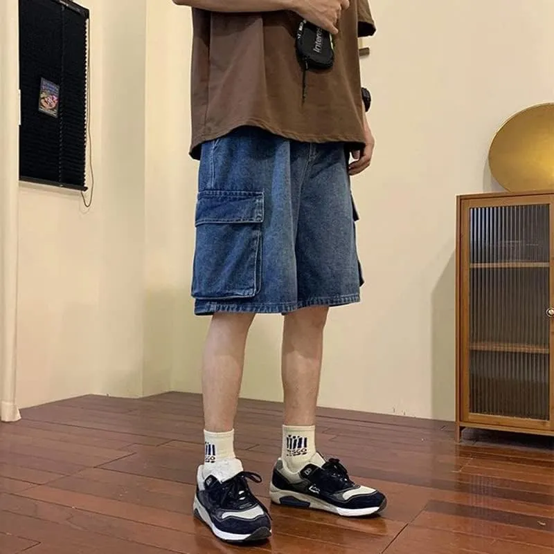 Men's Baggy Jeans Shorts Regular Fit Summer Denim Short Casual Hip Hop Skateboard Keen Length Y2K Cargo Jeans