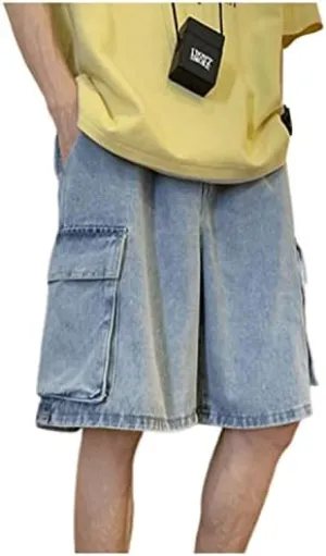 Men's Baggy Jeans Shorts Regular Fit Summer Denim Short Casual Hip Hop Skateboard Keen Length Y2K Cargo Jeans