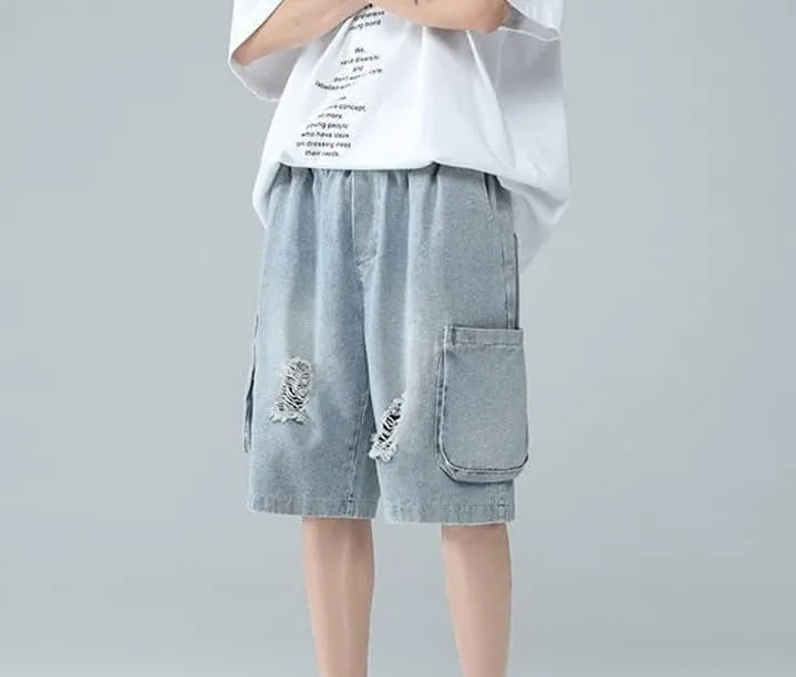 Men's Baggy Jeans Shorts Regular Fit Summer Denim Short Casual Hip Hop Skateboard Keen Length Y2K Cargo Jeans