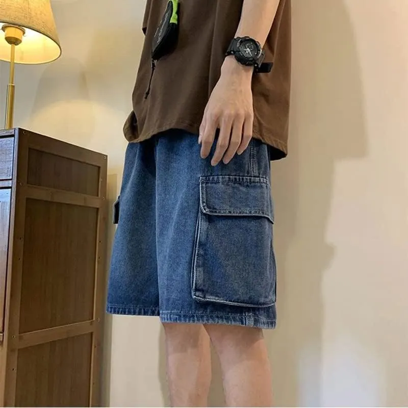 Men's Baggy Jeans Shorts Regular Fit Summer Denim Short Casual Hip Hop Skateboard Keen Length Y2K Cargo Jeans
