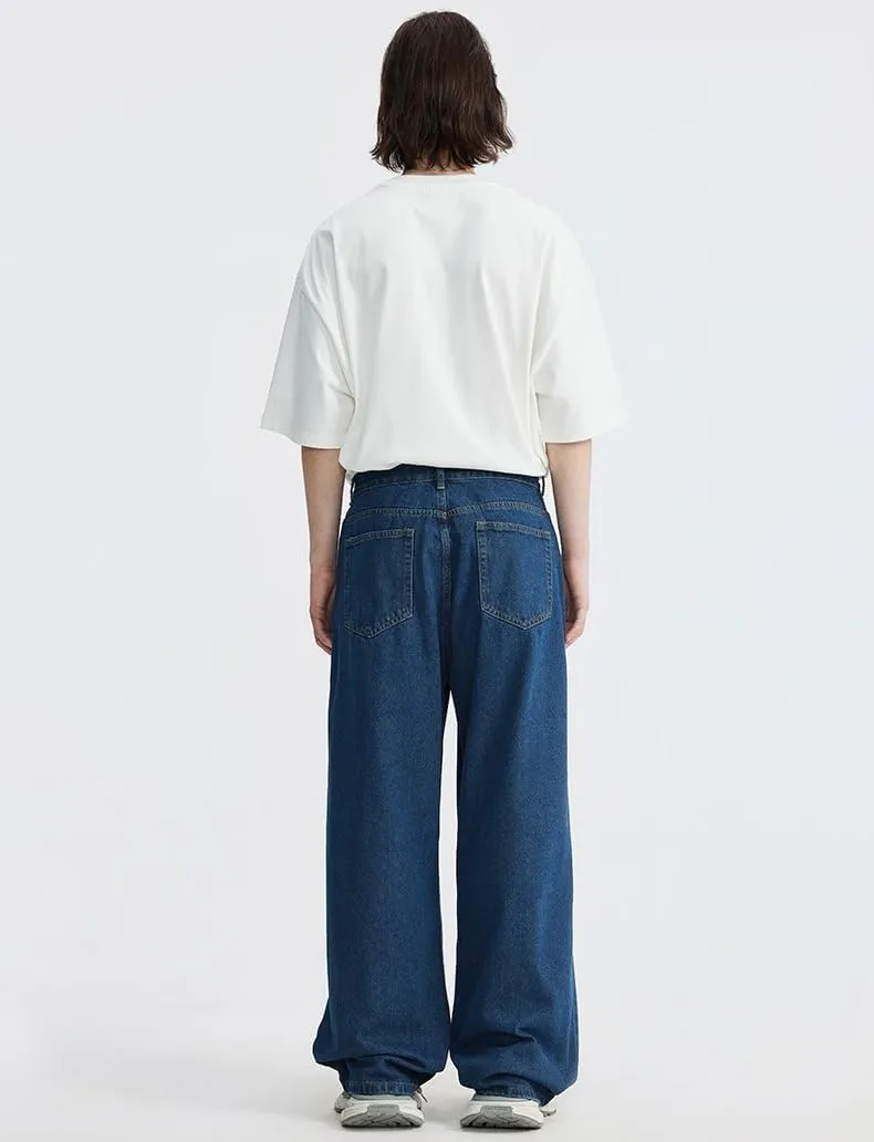 Mens Baggy Jeans Y2k Loose Fit Skater Jeans Casual Vintage Plain Wide Leg Grunge Pants Straight Leg Hip Hop Denim Jeans