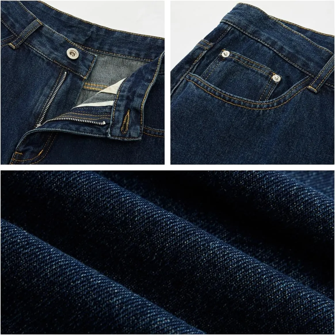 Mens Baggy Jeans Y2k Loose Fit Skater Jeans Casual Vintage Plain Wide Leg Grunge Pants Straight Leg Hip Hop Denim Jeans