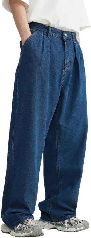 Mens Baggy Jeans Y2k Loose Fit Skater Jeans Casual Vintage Plain Wide Leg Grunge Pants Straight Leg Hip Hop Denim Jeans