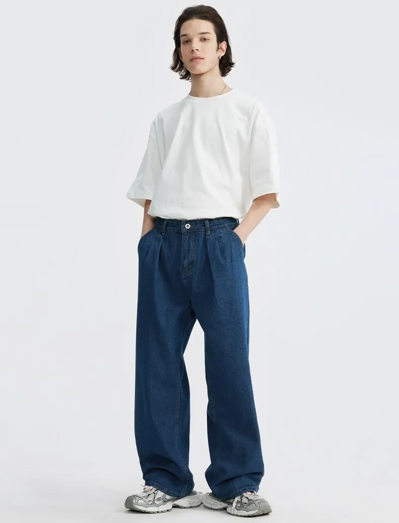 Mens Baggy Jeans Y2k Loose Fit Skater Jeans Casual Vintage Plain Wide Leg Grunge Pants Straight Leg Hip Hop Denim Jeans
