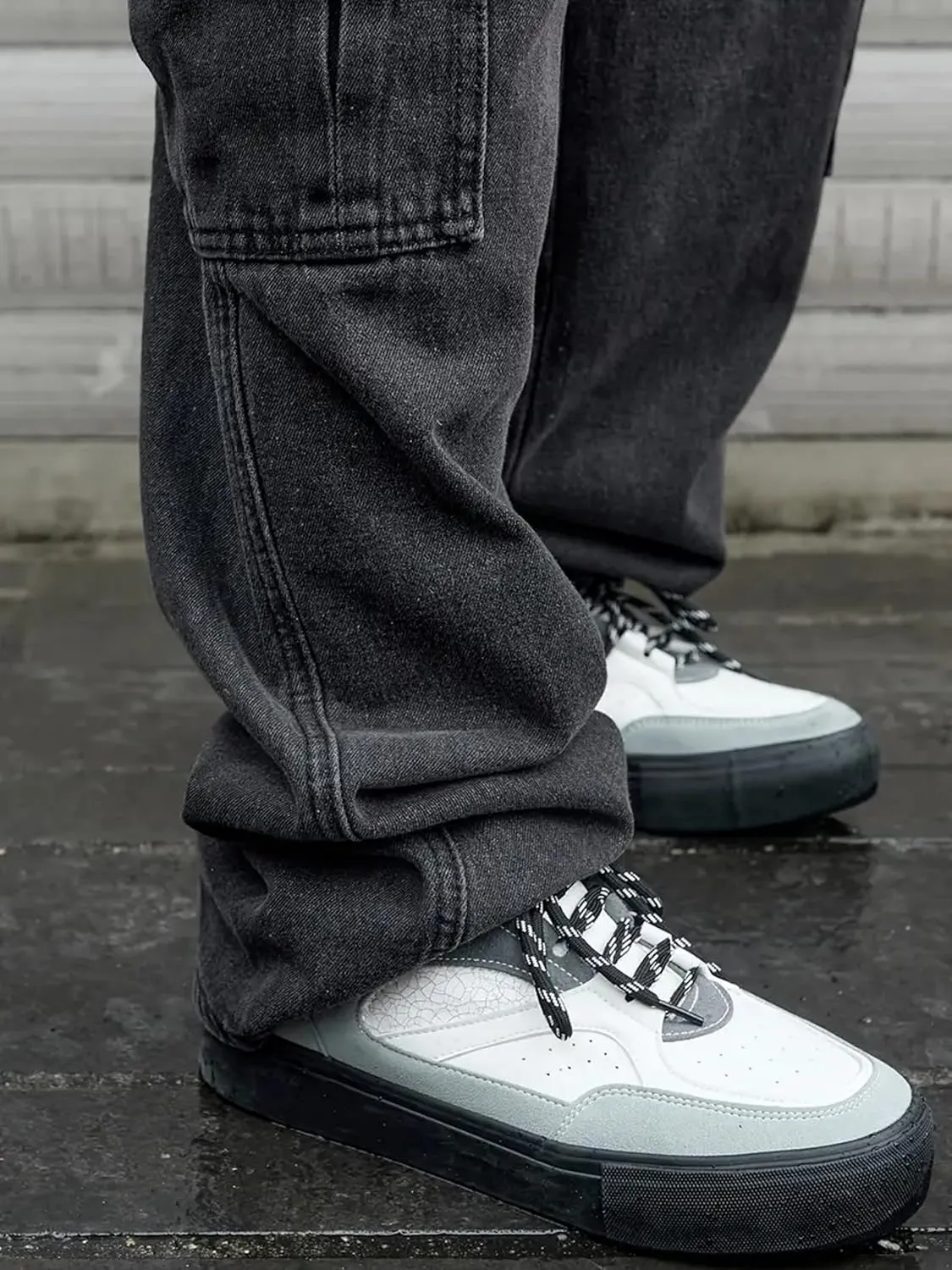 Men's Baggy Jeans Y2K Vintage Cargo Pants with Pocket Straight Leg Pants Fit Skateboard Streetwear