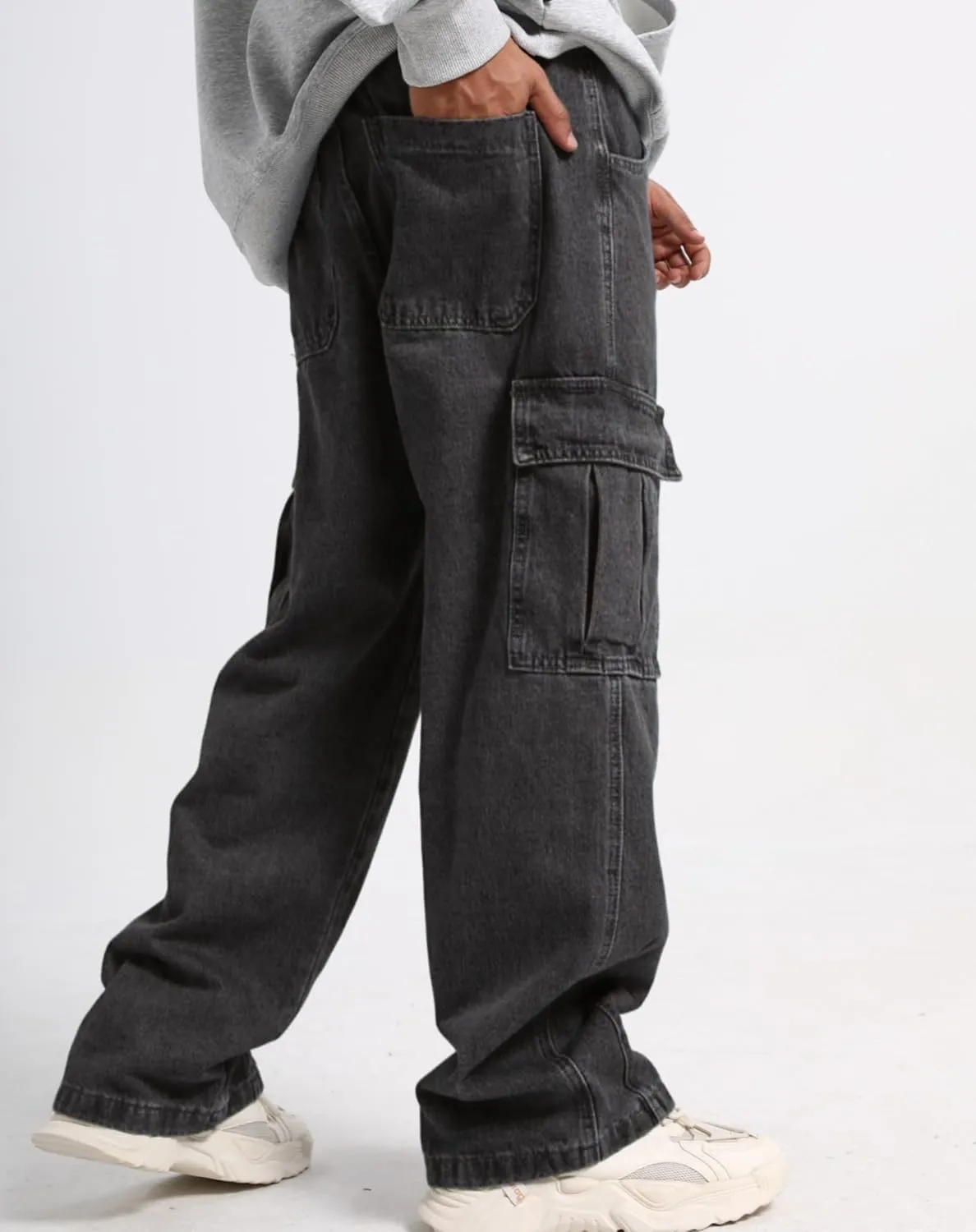 Men's Baggy Jeans Y2K Vintage Cargo Pants with Pocket Straight Leg Pants Fit Skateboard Streetwear