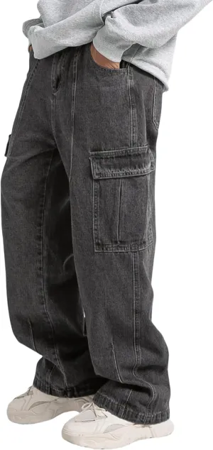 Men's Baggy Jeans Y2K Vintage Cargo Pants with Pocket Straight Leg Pants Fit Skateboard Streetwear