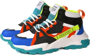 Men's Color Block Fashion Sneakers Walking Casual Athletic Shoes Chunky Platform Sneakers