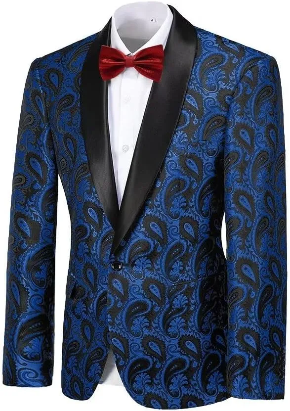Men's Floral Tux Suit Jacket One Button Slim Fit Paisley Wedding Suit Blazer for Men Prom Party Dinner Jacket Sport Coat