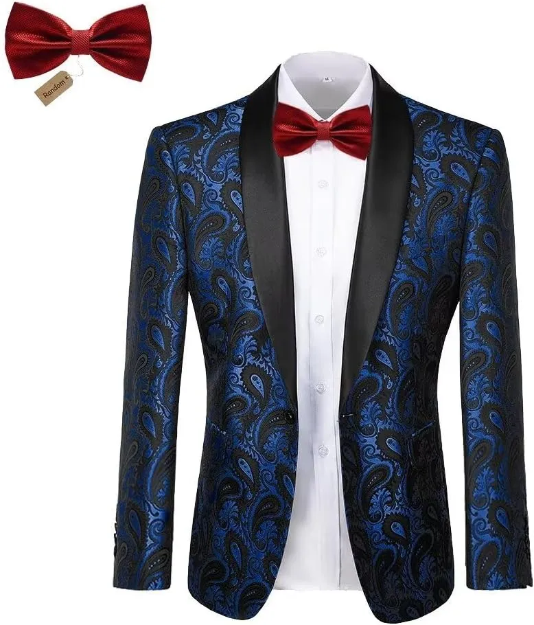 Men's Floral Tux Suit Jacket One Button Slim Fit Paisley Wedding Suit Blazer for Men Prom Party Dinner Jacket Sport Coat