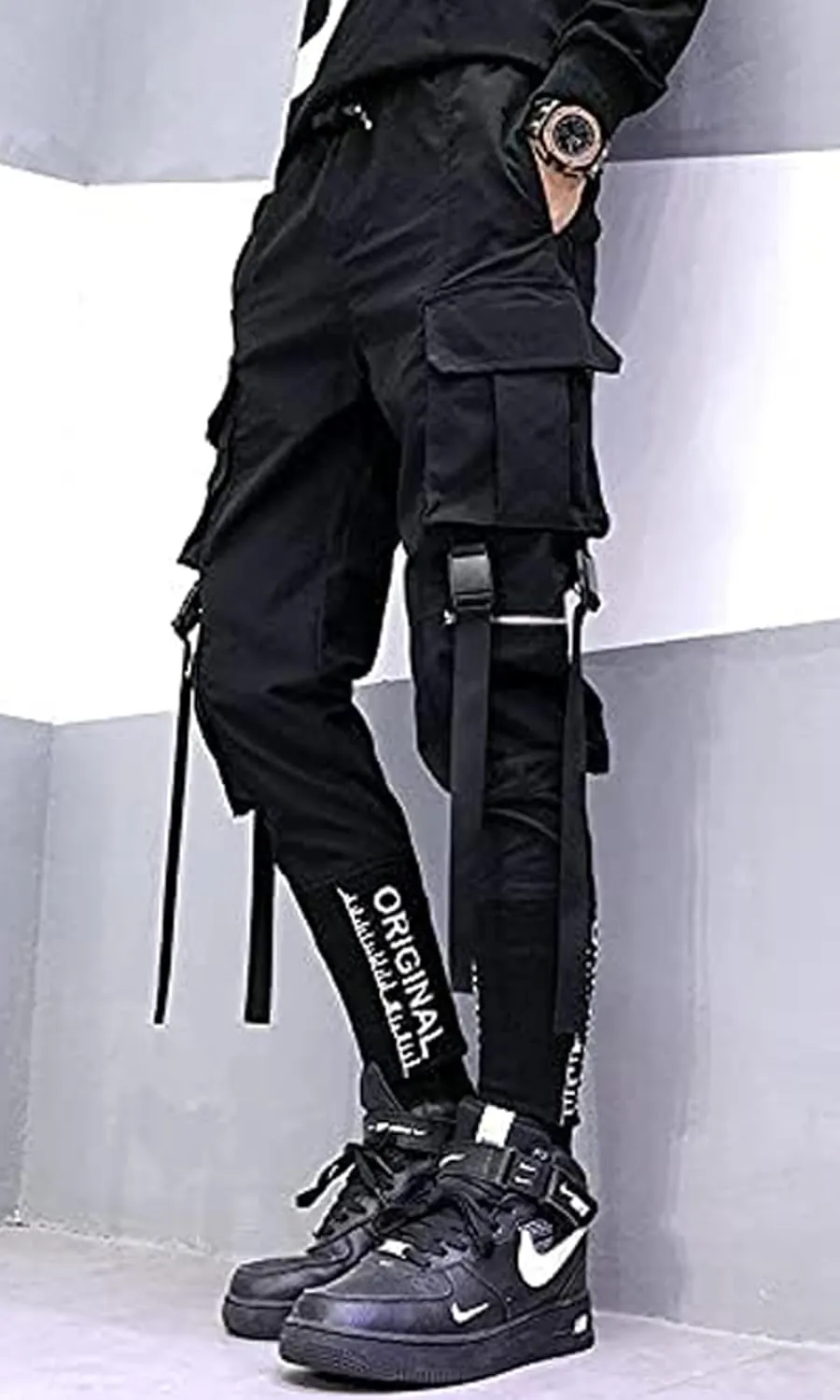 Men's Joggers Punk Cargo Baggy Techwear Hip Hop Harem Streetwear Tactical Track Pants