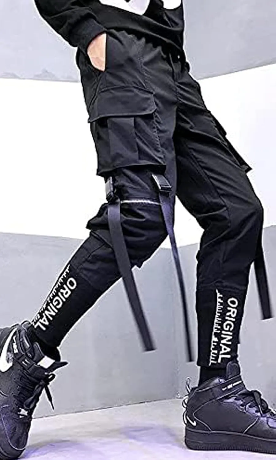 Men's Joggers Punk Cargo Baggy Techwear Hip Hop Harem Streetwear Tactical Track Pants