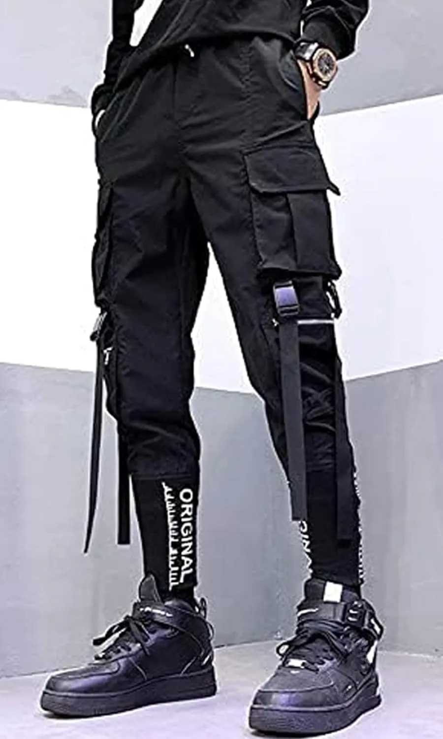Men's Joggers Punk Cargo Baggy Techwear Hip Hop Harem Streetwear Tactical Track Pants