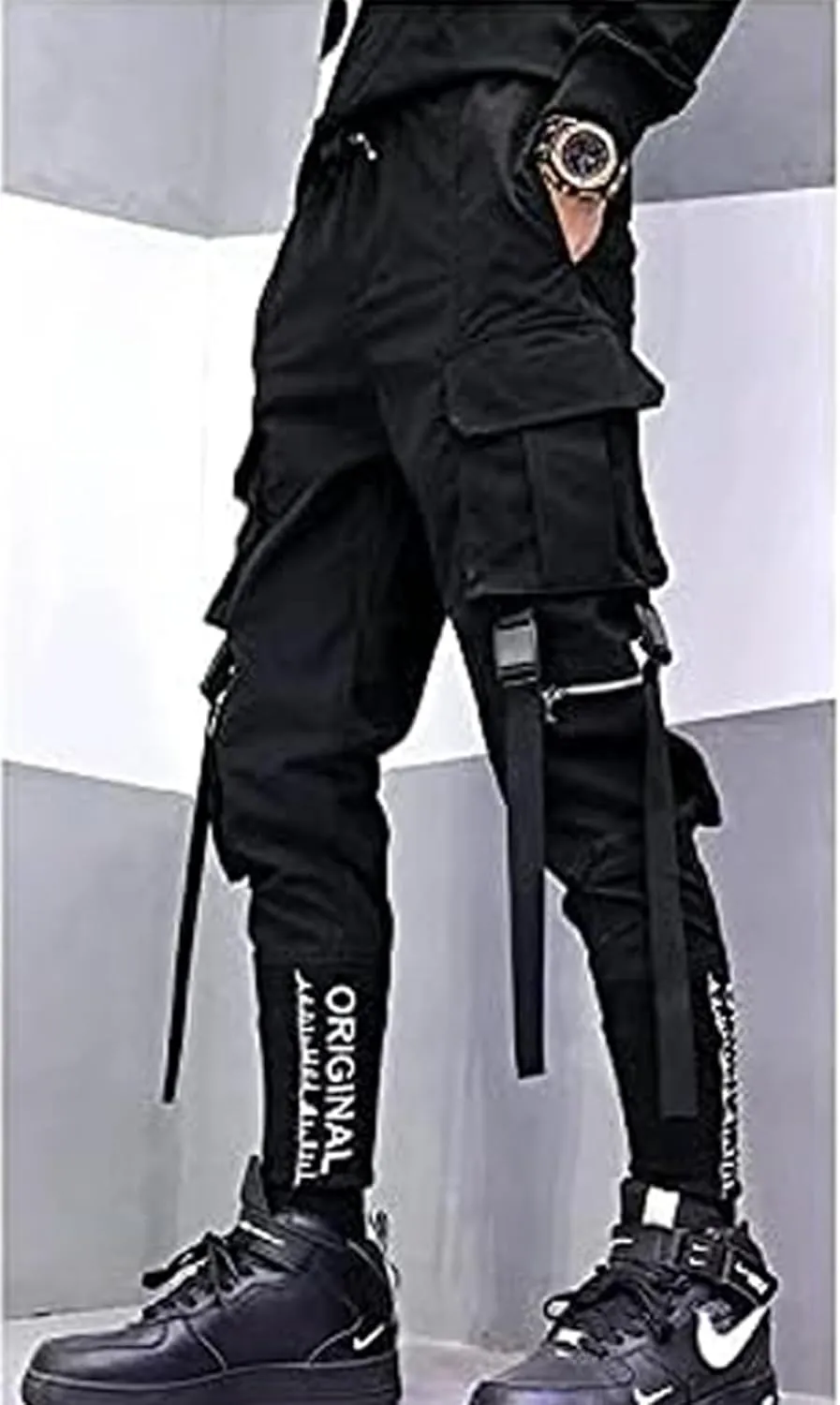 Men's Joggers Punk Cargo Baggy Techwear Hip Hop Harem Streetwear Tactical Track Pants