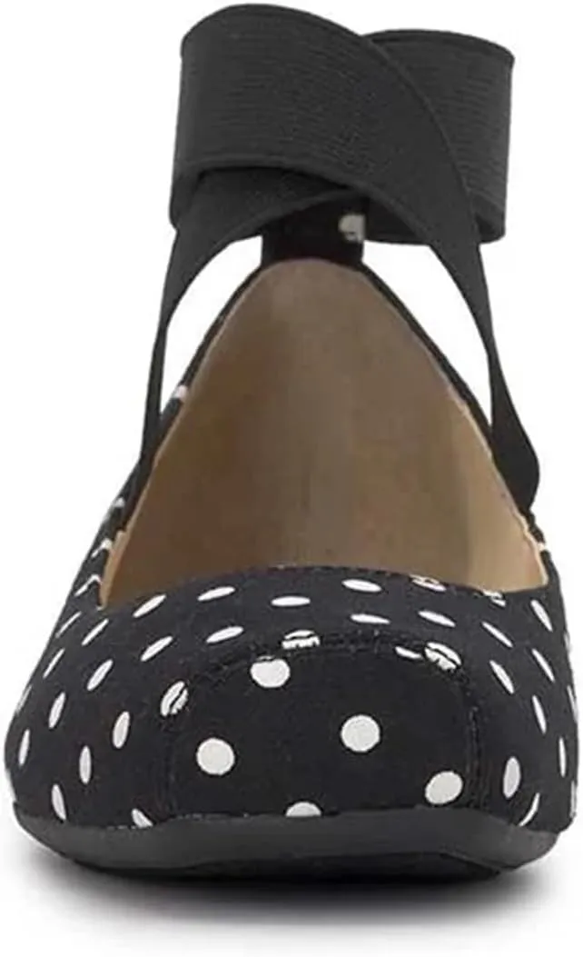 miss left Women's Stretchy Crisscross Strap Ballerina Flats Closed Square Toe Slip On Comfy Dance Party Shoe Size 4-16 US