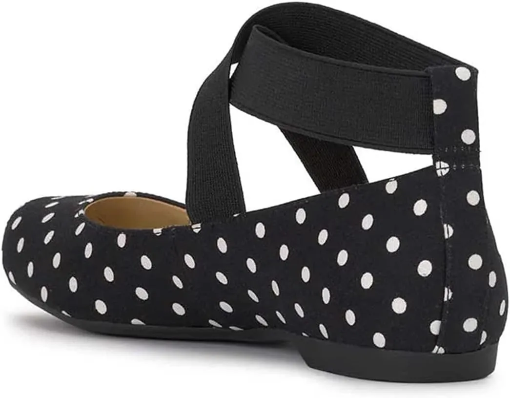 miss left Women's Stretchy Crisscross Strap Ballerina Flats Closed Square Toe Slip On Comfy Dance Party Shoe Size 4-16 US