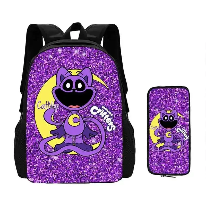 Mochila 2 pcs Set Smilling 3D Critters School Bags with Pencil Bags for Boy Girls Cartoon Prints Backpack Best Gift for Child