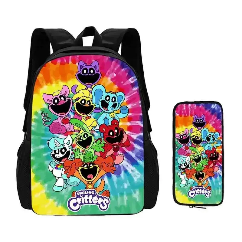 Mochila 2 pcs Set Smilling 3D Critters School Bags with Pencil Bags for Boy Girls Cartoon Prints Backpack Best Gift for Child