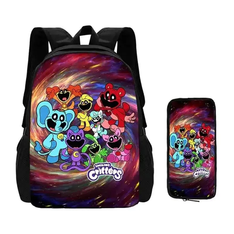 Mochila 2 pcs Set Smilling 3D Critters School Bags with Pencil Bags for Boy Girls Cartoon Prints Backpack Best Gift for Child