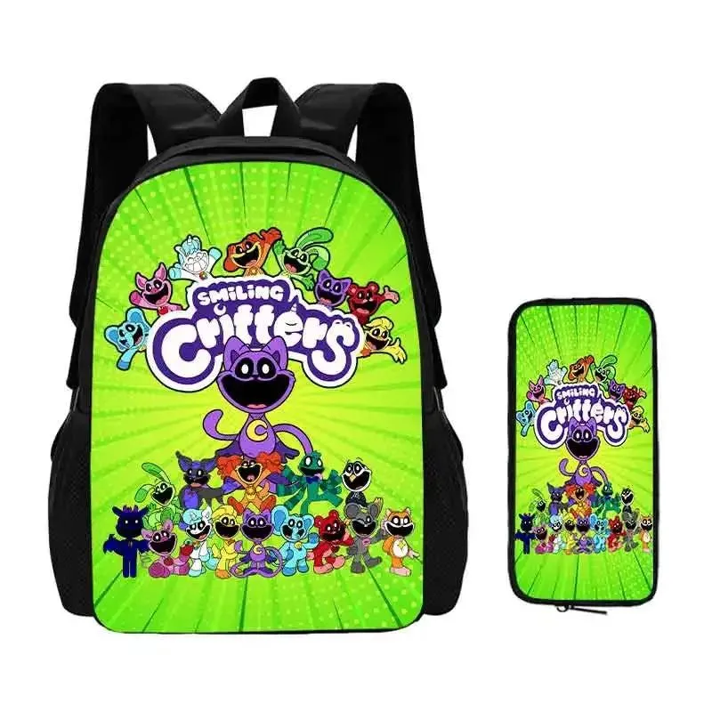 Mochila 2 pcs Set Smilling 3D Critters School Bags with Pencil Bags for Boy Girls Cartoon Prints Backpack Best Gift for Child
