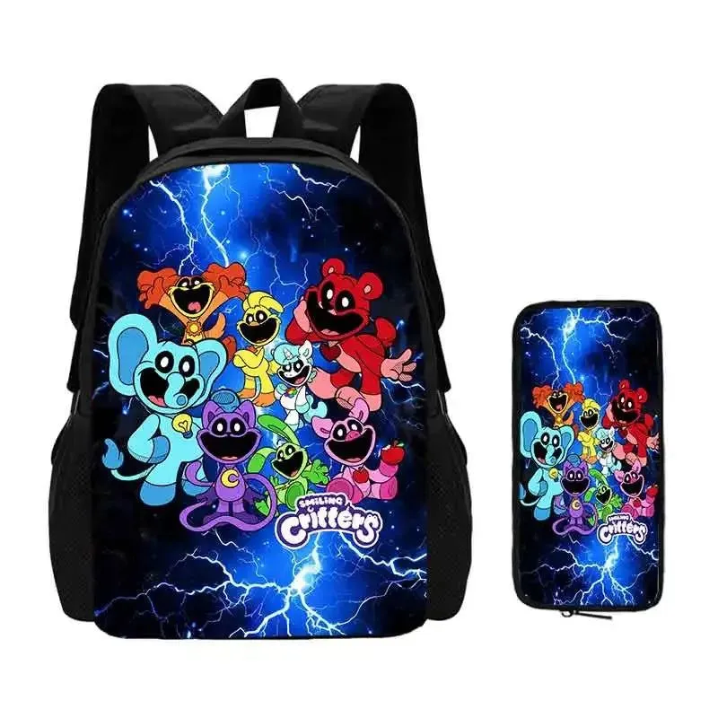 Mochila 2 pcs Set Smilling 3D Critters School Bags with Pencil Bags for Boy Girls Cartoon Prints Backpack Best Gift for Child