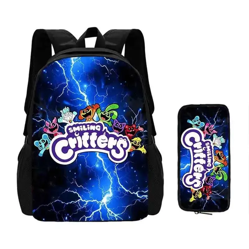 Mochila 2 pcs Set Smilling 3D Critters School Bags with Pencil Bags for Boy Girls Cartoon Prints Backpack Best Gift for Child