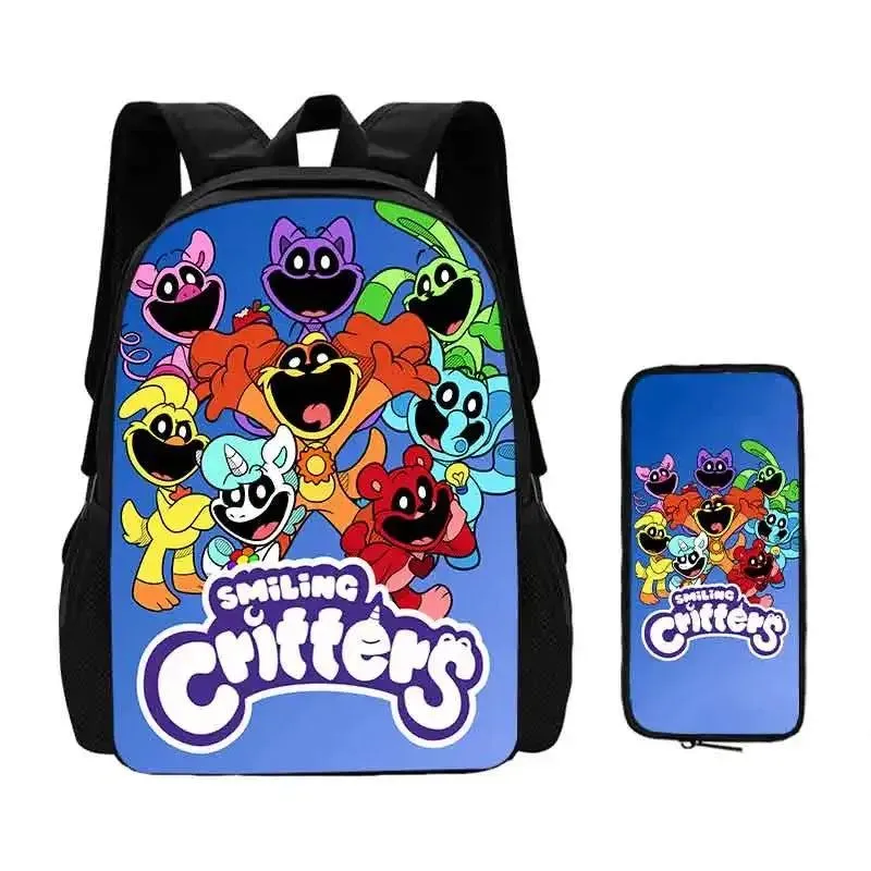 Mochila 2 pcs Set Smilling 3D Critters School Bags with Pencil Bags for Boy Girls Cartoon Prints Backpack Best Gift for Child