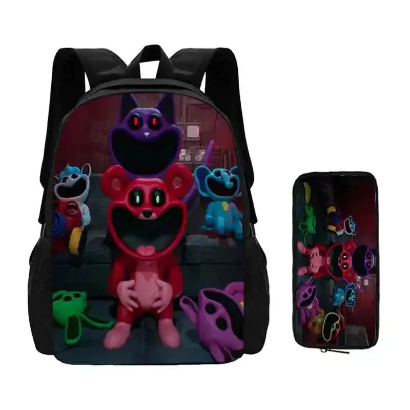 Mochila 2 pcs Set Smilling 3D Critters School Bags with Pencil Bags for Boy Girls Cartoon Prints Backpack Best Gift for Child