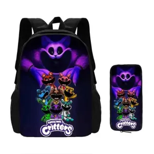 Mochila 2 pcs Set Smilling 3D Critters School Bags with Pencil Bags for Boy Girls Cartoon Prints Backpack Best Gift for Child