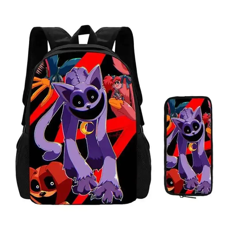 Mochila 2 pcs Set Smilling 3D Critters School Bags with Pencil Bags for Boy Girls Cartoon Prints Backpack Best Gift for Child