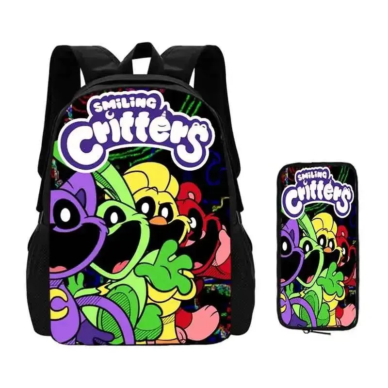 Mochila 2 pcs Set Smilling 3D Critters School Bags with Pencil Bags for Boy Girls Cartoon Prints Backpack Best Gift for Child